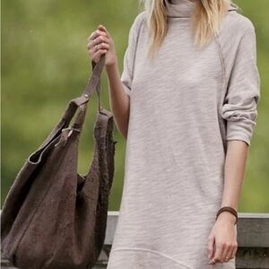 Free People Beach Tunic Dress One Size Terri Cocoon Pullover Oatmeal Cowl Neck